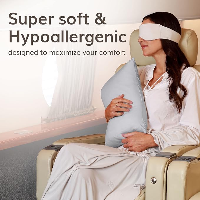 Happyluxe Travel Pillow, Silver Gray, 17 x 13in Soft Alternative to Down & Memory Foam, for Long Flights, Made in the USA, for Adults Sleeping, Camping or Nap, Small - Image 8
