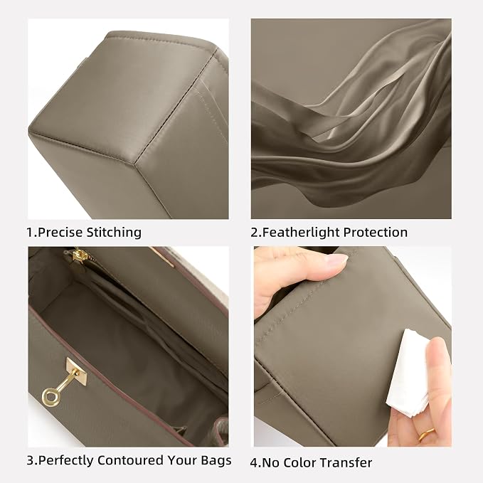 DGAZ Purse Organizer Silky Smooth,Silk,Luxury Handbag Tote in Bag Shapers, Women- Fits Birkin25/30/35/40 Bags (Gris tourterelle, BK25) | Soft and Lightweight,Perfect Fit,Multi-pocket Storage,Bag Protector,Luxury Bag Care,Handmade,for Smooth Bag Organizer - Image 4