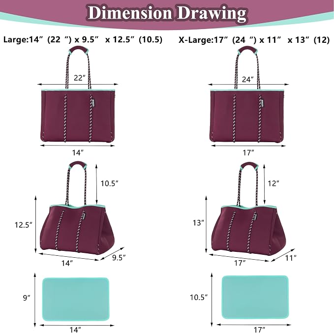 QOGiR Neoprene Multipurpose Beach Bag Tote with Inner Zipper Pocket … … … … - Image 6