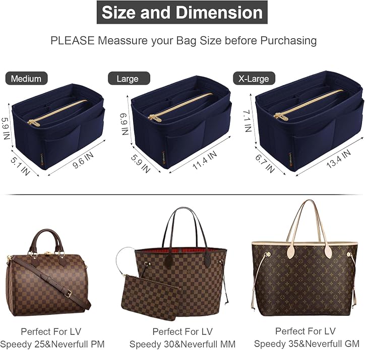 OMYSTYLE Purse Organizer Insert, Felt Tote Bag Organizer Insert with 5 Sizes, Handbag Dividers for Inside Purse, Compatible with Longchamp, Neverful, Speedy and More - Image 2