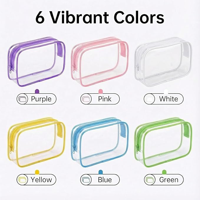 120 Pcs Clear Makeup Bags Bulk Mon Gifts Bag Tsa Approved Toiletry Bag for Travel Transparent Cosmetic Bag PVC Waterproof Travel Small Pouches with Zipper for Men and Women (Vivid Color) - Image 3