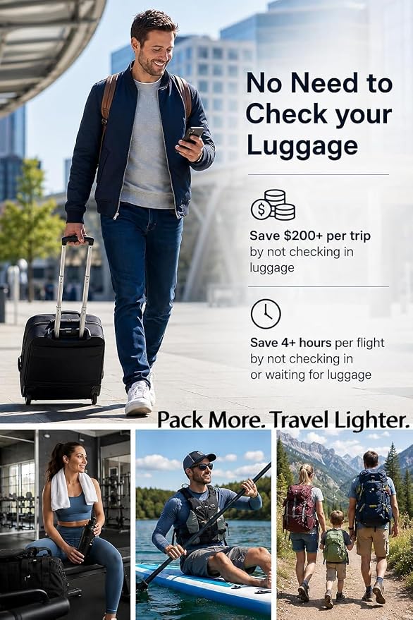 Vacuum bags for travel luggage with Wireless Pump – 270° Open, IP68 Waterproof, Reusable Compression Bags, Pack More in Carry-On & Checked Suitcases(2Pack+Pump) - Image 3
