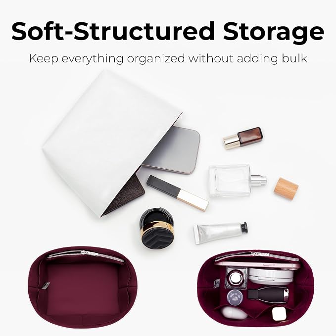 Purse Organizer Insert Compatible with LV All In BB | Handcrafted DuPont™ Tyvek®, Precision 1:1 Custom Fit, Prunoir w/ Zipper, Keep Bag Clean & Protected for Travel & Commute - Image 9