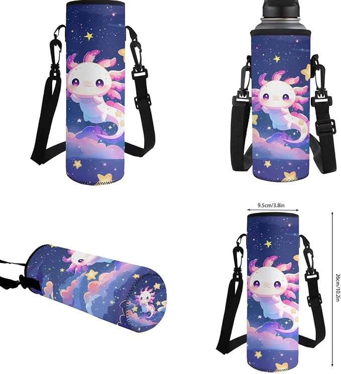 Axolotl School Bags for Girls 7-10 10-12 Galaxy Stars Backpacks for Girls with Lunch Box Pencil Case Water Bottle Holder 4-Piece Elementary School Essentials for Teens Student Bookbag Set - Image 6