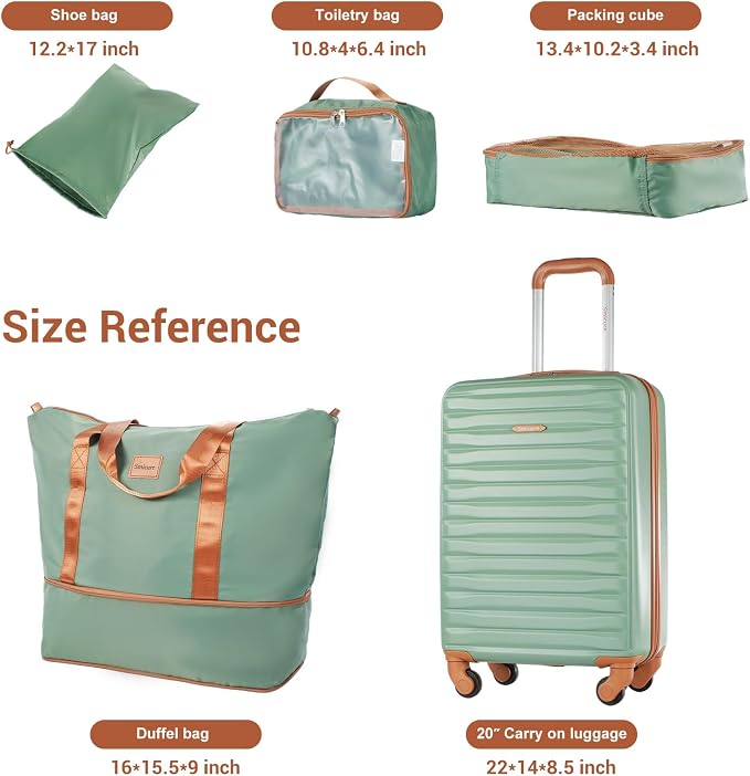 3 Piece ABS+PC Luggage Set, Carry On with Spinner & Duffle | 20" Carry-On + Waterproof Underseat Duffel + Toiletry Bag. 360° Spinner Wheels,Fits Overhead Bins,For Business & Travel - Image 4