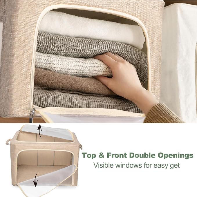 66L Large Cashmere Sweater Storage Bags | With 2 Bags of Natural Cedar Ball | Breathable Cashmere Garment Bag for Merino Wool/Knit Sweater, Stackable Knitwear Wool Clothes Storage Organizer Pouch - Image 4