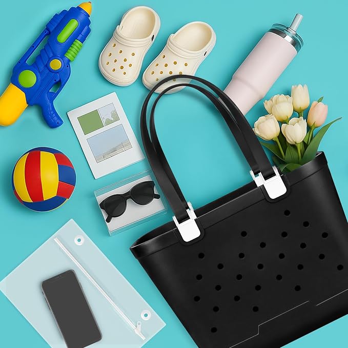 X-Large Rubber Beach Tote Bag, 18.9 "L x 9.4 "W x 13.8 "H Waterproof EVA Beach Totes with Zipper Pocket - Image 6