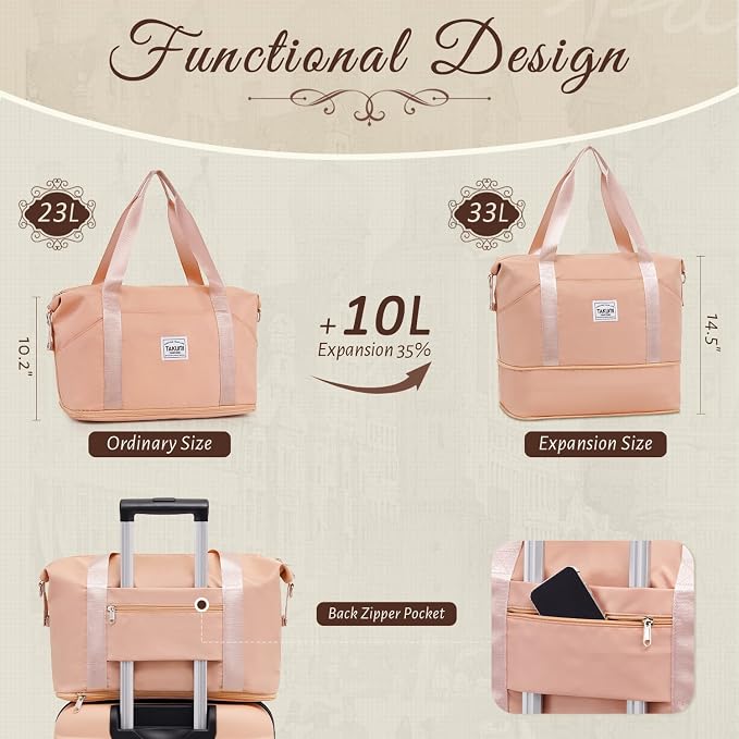 TAKUMI Carry On Luggage Set 3 Piece ABS+PC Hardshell Suitcases with Duffel Bag Double Spinner Wheels Travel Luggage with TSA Lock Lightweight Suitcase Set(PINK, 3 PIECE SET(20/DB/TB)) - Image 5
