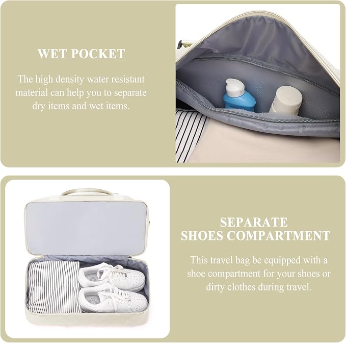 Weekender Bags for Women, Carry on Overnight Weekend Travel Duffel Bag with Shoes Compartment &Toiletry Bag, Personal Item Bag for Travel Business Trips Sport Hospital - Image 5