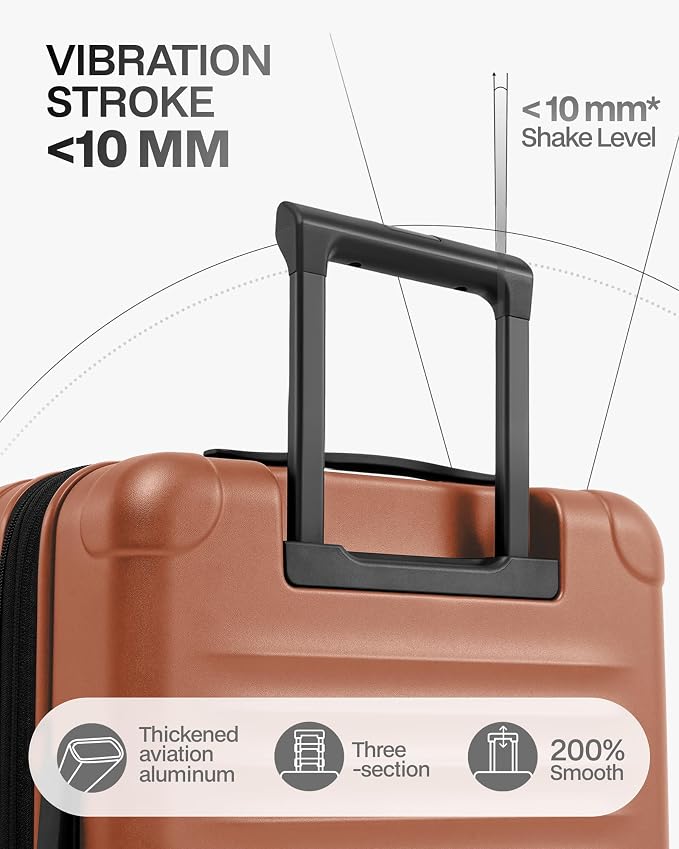 Coolife Checked Suitcases Luggage: Large Travel Luggage with Spinner Wheels Expandable Hardside Suitcases with TSA Lock,29 Inch Orange - Image 4