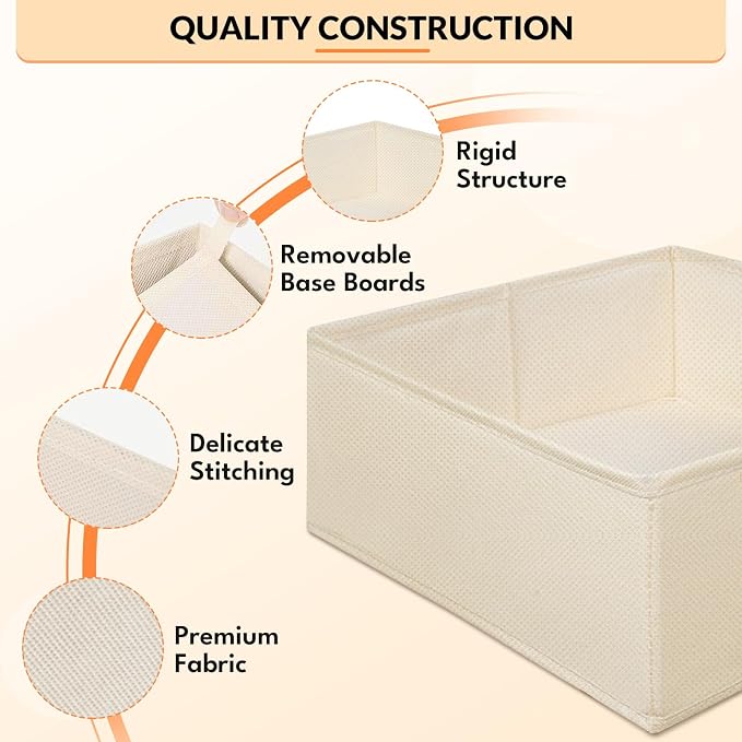 FANS-ONE Drawer Organizer Clothes - 21 Pack 3 Size, Light Beige | Foldable, Dresser Organizer for Baby Clothes, Underwear, Socks, Storage Bins for Nursery, Bedroom - Image 6