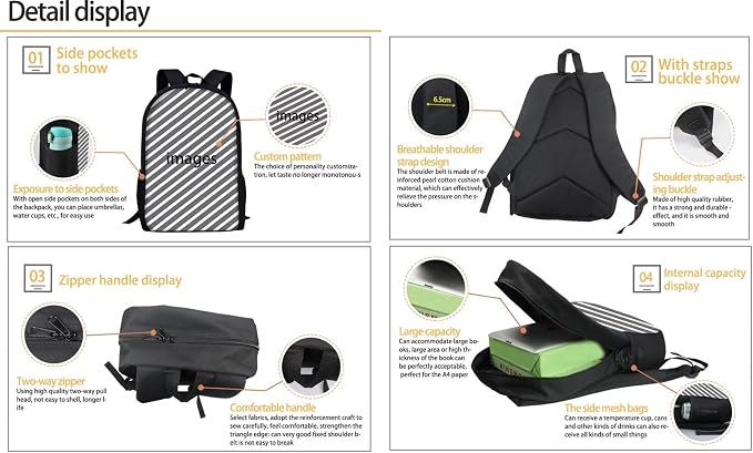 AFPANQZ Kids Backpack 3 Pieces Set Large Capacity School Bags with Heat Insulated Lunch Bags Small Pencil Bags 3 Pack - Image 6
