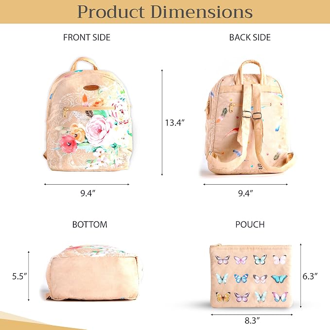 Maison d' Hermine Backpack for Women Men Cotton Shoulder Multipurpose Rucksack with Small Pouch Lightweight Multi Pocket Bag for Travel Work Beach Perfect for Spring Summer (Ibiza - Wheat) - Image 5