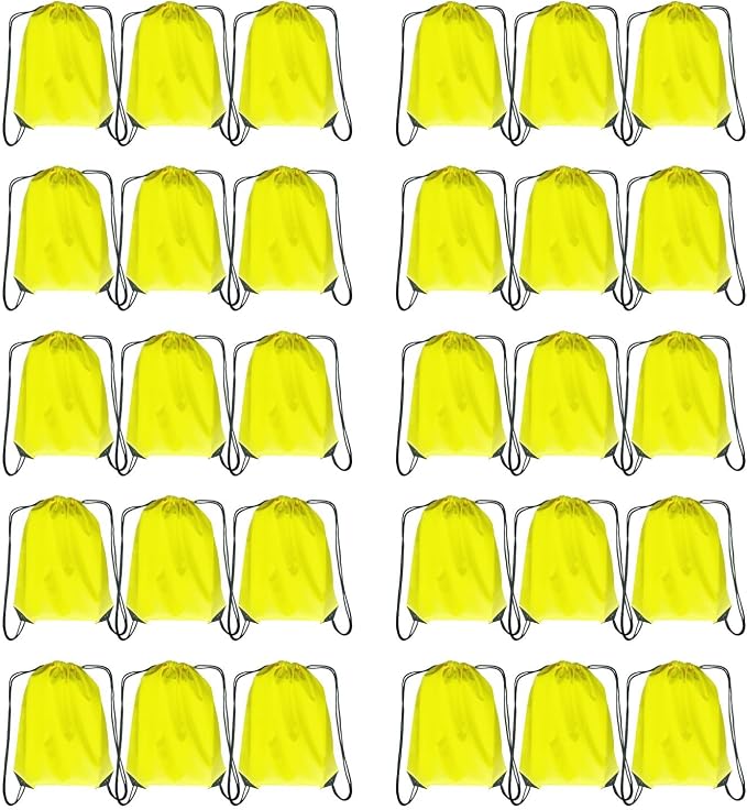 Drawstring Backpack Bulk 30 packs Draw String Backpack Bags DIY Gym Sports trip Traveling Yoga ride Pedestrianism Cinch Bag Sackpack Drawstring (yellow) by Unknown