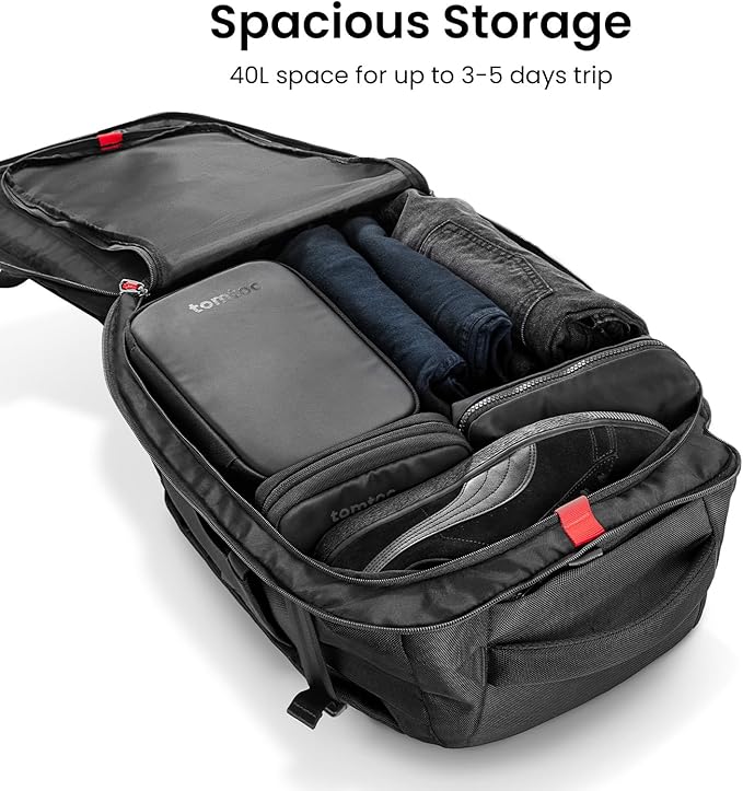 tomtoc 28/40L Travel Backpack, TSA Carry On/Personal Item Bag Flight Approved, Water-resistant Carry on Luggage, PFAS Free - Image 2