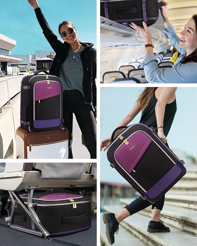 LOVEVOOK 5 Pcs Carry On Luggage 22x14x9 Airline Approved with 40L Laptop Travel Backpack, 20 Inch Carry On Suitcases with Wheels, Rolling Suitcase for Women Men, with TSA Lock Weekender Luggage - Image 3