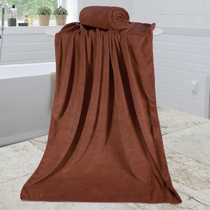JML Microfiber Bath Towels, Bath Towel 4 Pack 30" x 60", Oversized, Soft, Super Absorbent and Fast Drying Bathroom Towel Set for Sport, Fitness, Yoga (Brown) - Image 3