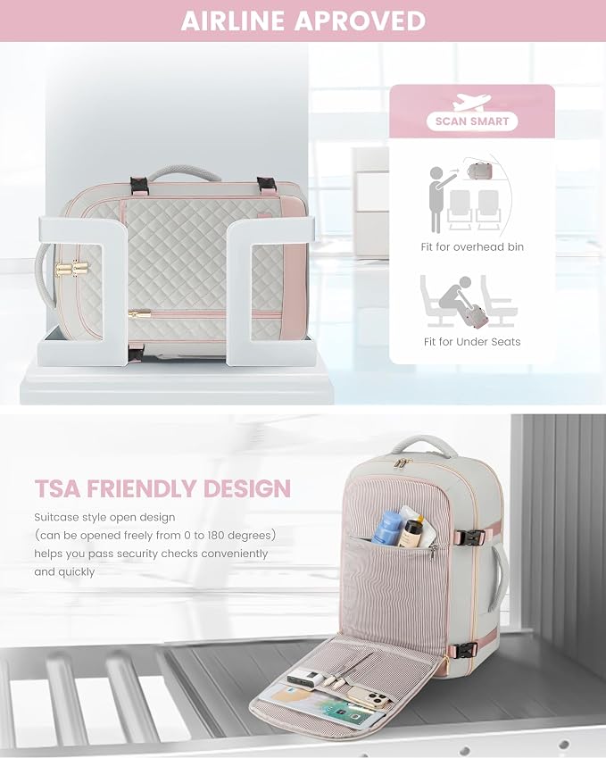 LOVEVOOK Travel Backpack for Women, Carry on Backpack for Airplanes,TSA Personal Item Travel Bag fits 15.6" Laptop,Travel Essentials Carry On Bag Flight Approved with 3 Packing Cubes - Image 5
