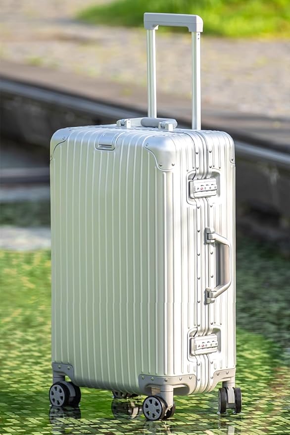 HotWay 28 Inch All Aluminum Checked in Luggage with Wheels, Hard Shell Zipperless Suitcase with TSA Locks, Large Travel Luggage, Silver - Image 7