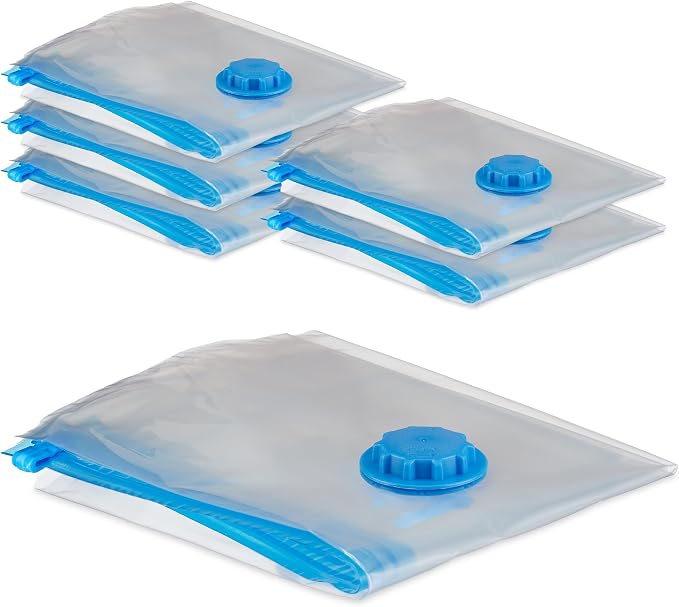 Relaxdays Vacuum Seal Bags, Set of 6, XL Sizes, Storage Protection for Clothes, Plastic, Ventilation, Large, Transparent, 100 x 80 x 0.07 cm by Relaxdays