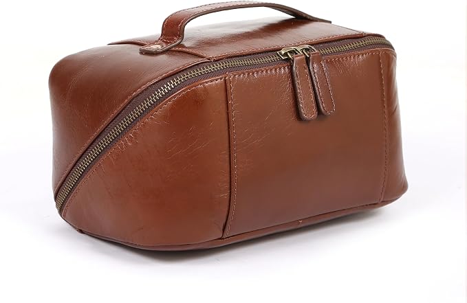KomalC Luxury Leather Men’s Toiletry Travel Bag – Handmade Shaving Kit with Waterproof Interior, Spacious Storage & Carry Handle – leather travel Kit Bag for Men & Women (Wine) by KomalC