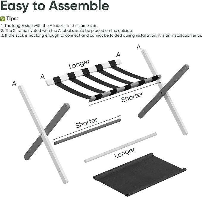 Smart FENDEE 2 Pack Luggage Rack, Folding Luggage Rack for Guest Room, White Bamboo Suitcase Stand Holds up to 131 lb, Luggage Stand with Storage Shelf for Hotel, Bedroom - Image 2