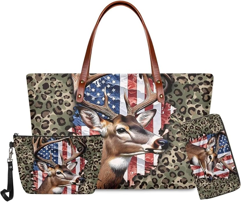 GIFTPUZZ Women Tote Bag Women Wallet Portable Cosmetic Bag for Women Bag Set 3 Pack PU Leather Bags with Zipper - Image 3
