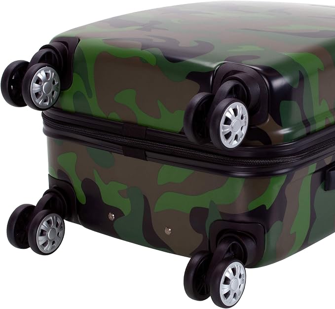 Rockland Safari Hardside 3 Piece Spinner Wheel Luggage, (20"/24"/28"), Camo - Image 5