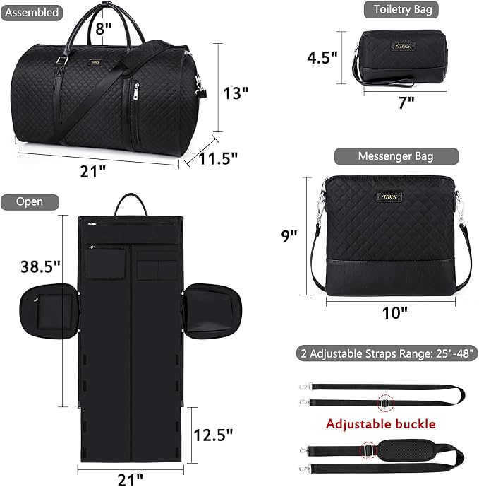 Convertible 2-in-1 Garment Bags for Travel, Carry On Garment Duffle Bag With Shoe Compartment Large Weekender Bag for Women Men Hanging Suitcase Suit Travel Duffel Overnight Bags 4pcs Set - Image 5