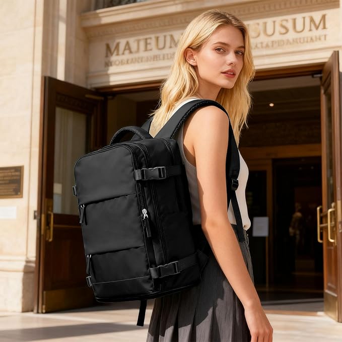 coofay Large Black Travel Backpack For Women Men Airline Approved Carry On Backpack Flight Approved Waterproof Sports Luggage Backpacks Casual Daypack Small Hiking Backpacks - Image 3