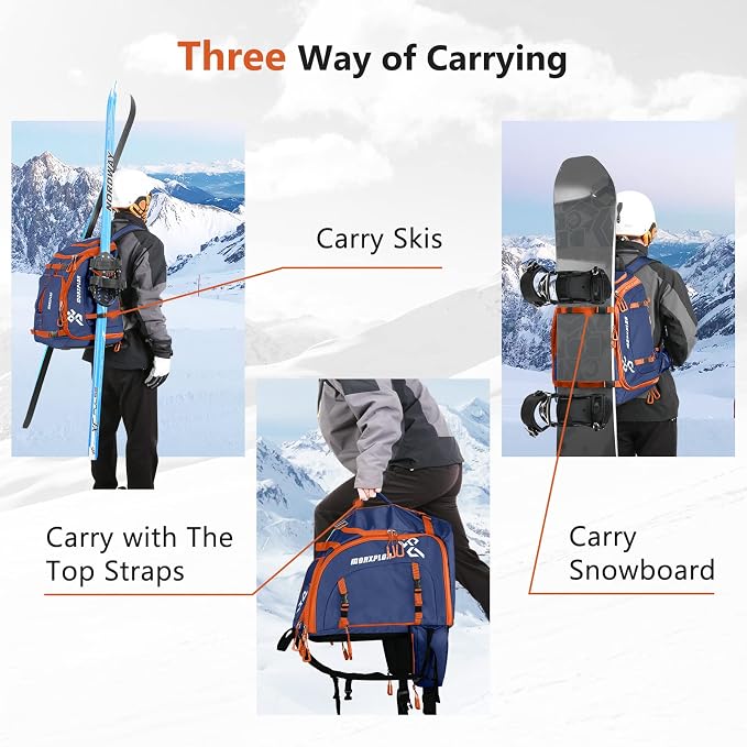 MORXPLOR Ski Boot Bag - 65L Padded, Waterproof Ski Travel Backpack for Gear & Accessories - Image 6