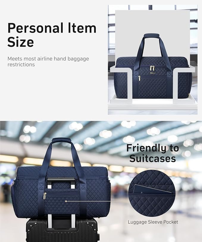 Weekender Bags for Women, Wide Open Large Travel Duffle Bag with Shoe Compartment, Overnight Carry on Bag Personal Item Travel Bag with Wet Pocket (Blue) - Image 6