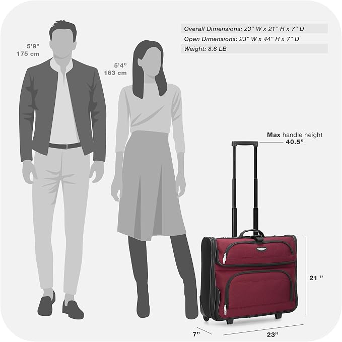 Travel Select Amsterdam Business Rolling Garment Bag, Softside Expandable Rolling 2-Wheeled Suit Carrier, Red, One Size - Image 8