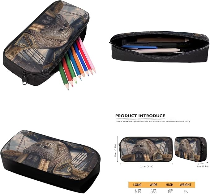17 Inch Animal Print School Backpack And Lunch Box Set for Kids Lightweight Cool Walrus Backpack for Boys Girls Sturdy School Bag with Insulated Lunchbox Pencil Case Student Bookbag - Image 6