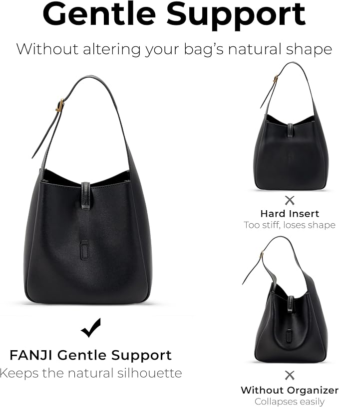 Purse Organizer Compatible with YSL Le 5 à 7 Supple Large | Handcrafted DuPont™ Tyvek®,Lightweight Hobo Organizer Insert, 1:1 Custom Fit,Matte Black,Ideal for Work and Everyday Use - Image 9