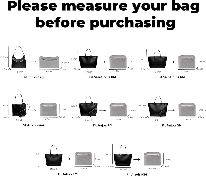 DGAZ Lightweight Purse Organizer Insert for GYARD-HoboBags,silk and DupontPaper handbag inner for Luxury Bag(Gris Mouette,HoboBag) - Image 2