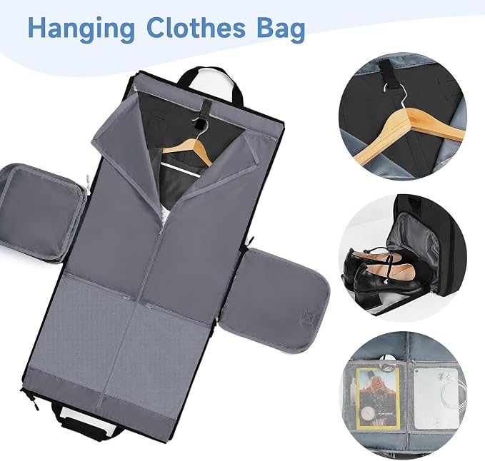 Ytonet Garment Bags for Travel, Foldable Garment Duffle Bags for Women men, Convertible Travel Garment Bag with Shoe Compartment, 2 in 1 Hanging Suitcase Suit Water Resistant Weekender Bag, - Image 3
