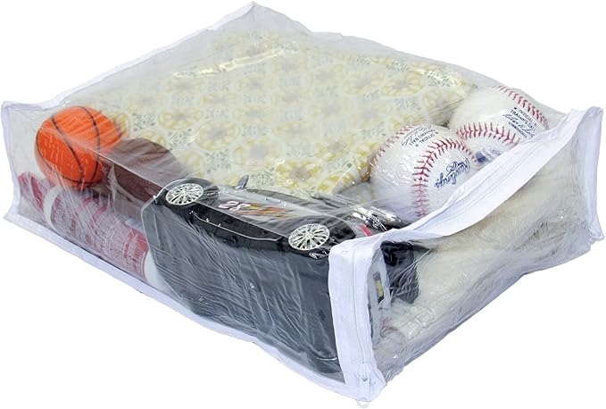 4-Pack Heavy Duty Vinyl Zippered Closet Storage Bags (Clear) for Sweaters, Blankets, Comforters, Bedding Sets and Much More! (11" x 15" x 4") 2.9 Gallon by OrehHomewares