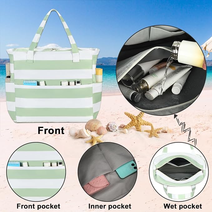 Bluboon Waterproof Beach Tote Pool Bags for Women Ladies Extra Large Carry On Bag With Wet Compartment for Weekender Travel - Image 4