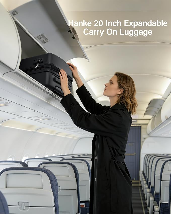 Hanke 20 Inch Expandable Carry On Luggage, 22x14x9 Airline Approved, TSA Lock Hard Shell Lightweight Suitcase for Men Women (Jet Black) - Image 11