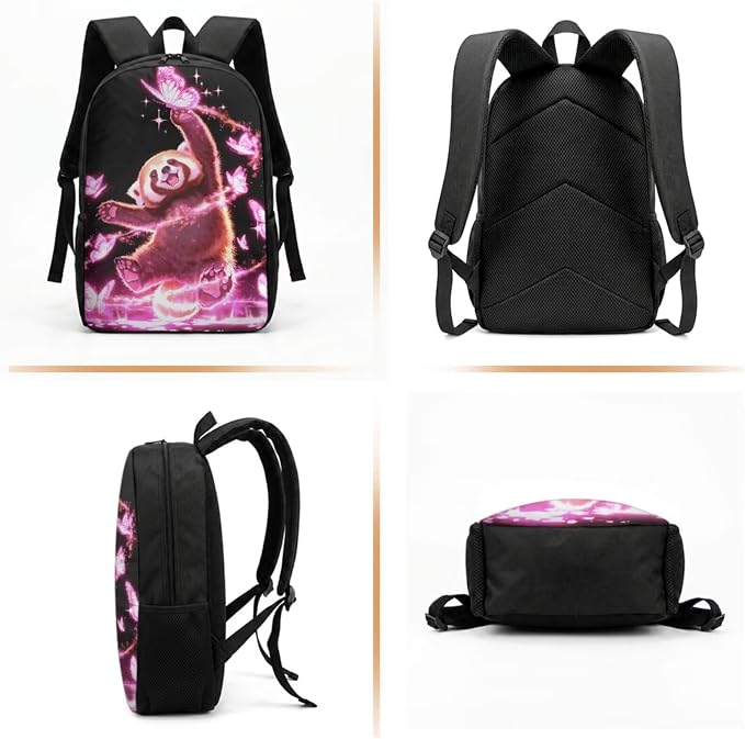 Red Panda Kids Backpack and Lunch Bag Set : 17in Elementary School Bookbag with Lunch Box - 4 in 1 Galaxy Book Bag for 1-3 Grade Girls 6-8/8-10 - Image 2