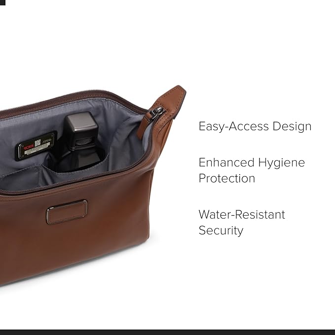 TUMI - Travel Accessories Dopp Kit - Men's Travel Essentials Framed Toiletry Bag - Cognac Leather - Image 4