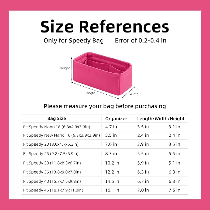 DGAZ Silk Purse Organizer Insert Fits LV Speedy 16/20/25/30/35/40/45 bags，Silky Smooth Bag Organizer，Luxury Handbag & Tote Shaper(Rose pourpre,New nano 16) - Image 7