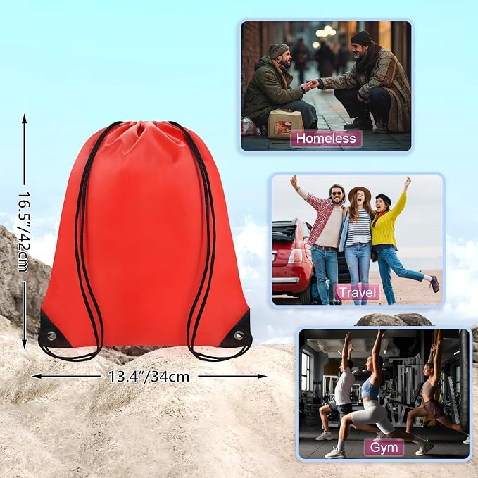 Grneric Drawstring Backpack Bulk 42 Pcs String Backpack Drawstring Bags Cinch Bag Sackpack for Men Women Gym (Red) - Image 2