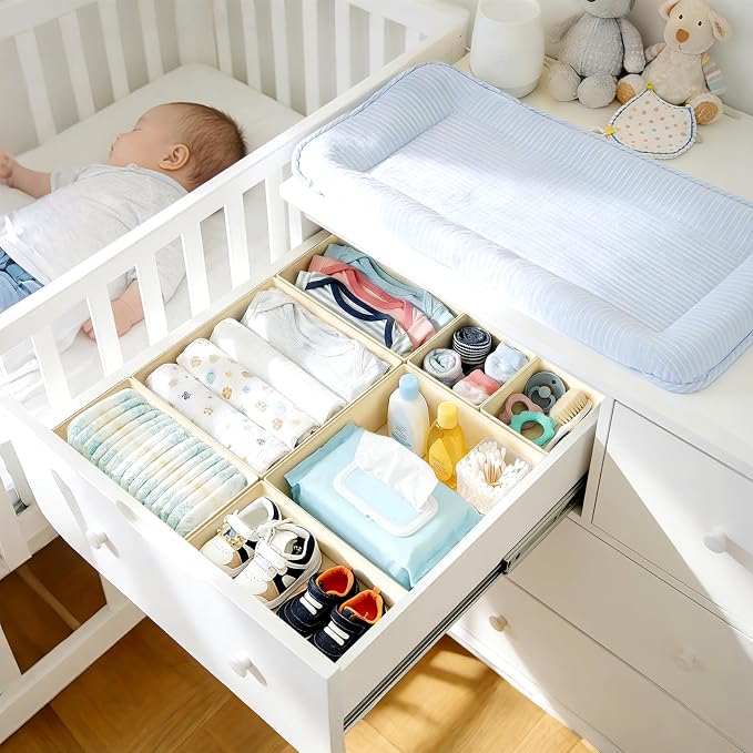DIMJ Drawer Organizer Clothes - 20 Pack Closet Drawer Organizer Bins for Baby Clothes Storage, Fabric Dresser Organizer for Nursery Bedroom, Foldable Small Drawer Dividers for Underwear Socks - Image 3