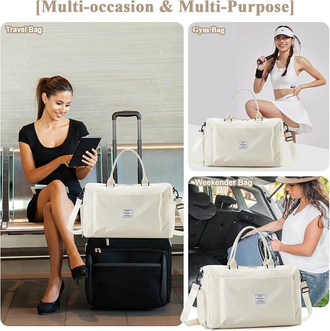 Travel Duffel Bag, Carry On Overnight Weekender Bags for Women | Travel Bag with Wet Pocket & Trolley Sleeve, For Spirit Airlines 18x14x8 Personal Item Bag - Image 8