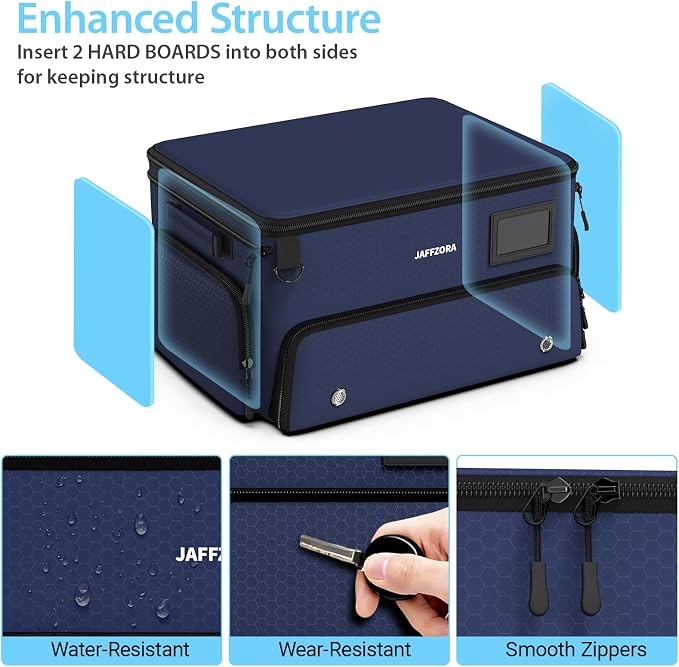 4-Layer Golf Trunk Organizer, Golfer Gifts for Men Women with Separate Ventilated Compartment for 2 Pairs Shoes, Waterproof Car Golf Locker Storage Bag for Golf Gear and Accessories,Blue - Image 3
