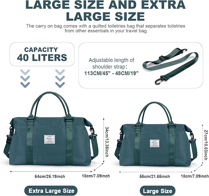 Travel Duffel Bag, Carry On Overnight Weekender Bags for Women | Travel Bag with Wet Pocket & Trolley Sleeve, For Spirit Airlines 18x14x8 Personal Item Bag - Image 3