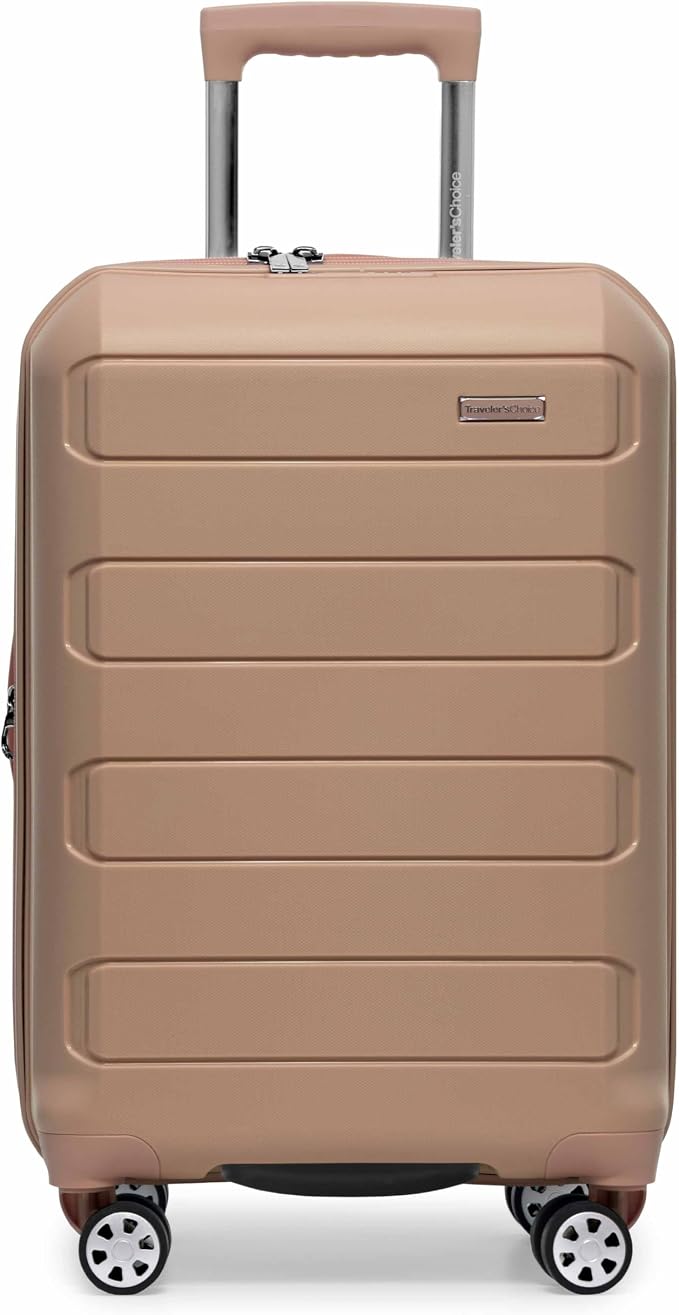 Traveler's Choice Pagosa Hardshell Expandable Luggage with Spinner Wheels, Latte Beige, 22-Inch Carry-on - Image 2