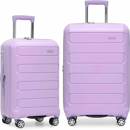 Traveler's Choice Pagosa Hardshell Expandable Luggage with Spinner Wheels, Lavender, 2-Piece Set (22/27) by TravelersChoice